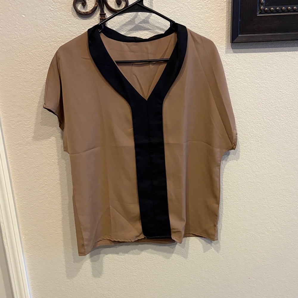 Elegant Tan and Black Women's Top